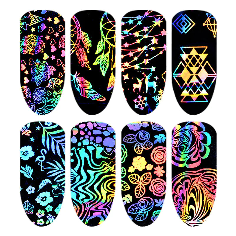 Holographic Starry Sky Nail Art Transfer Stickers