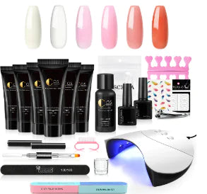 Professional Poly Nail Gel Kit with UV Lamp (One Set)