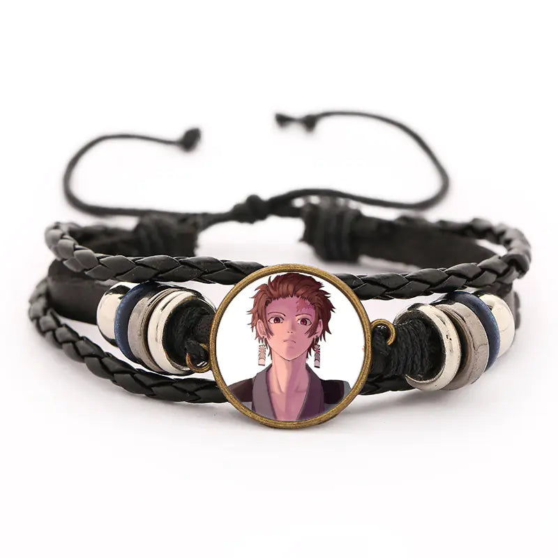 Demon Slayer Leather Bracelet for Men (Anime Merchandise)
