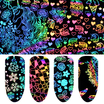 Holographic Starry Sky Nail Art Transfer Stickers