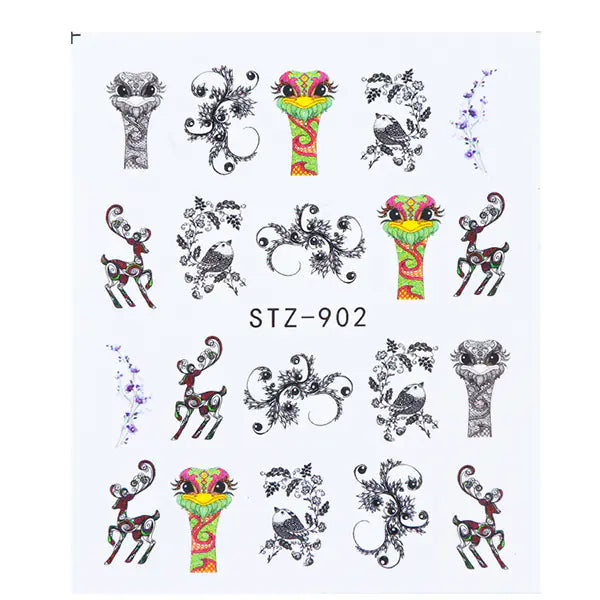 Nail Art Stickers - Black Line & Ink Petal Design