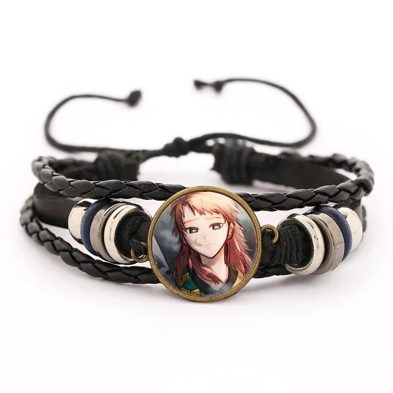 Demon Slayer Leather Bracelet for Men (Anime Merchandise)